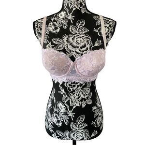 Donna Loren 36C Lace Padded Push Up Bra Boost Sexy Coquette